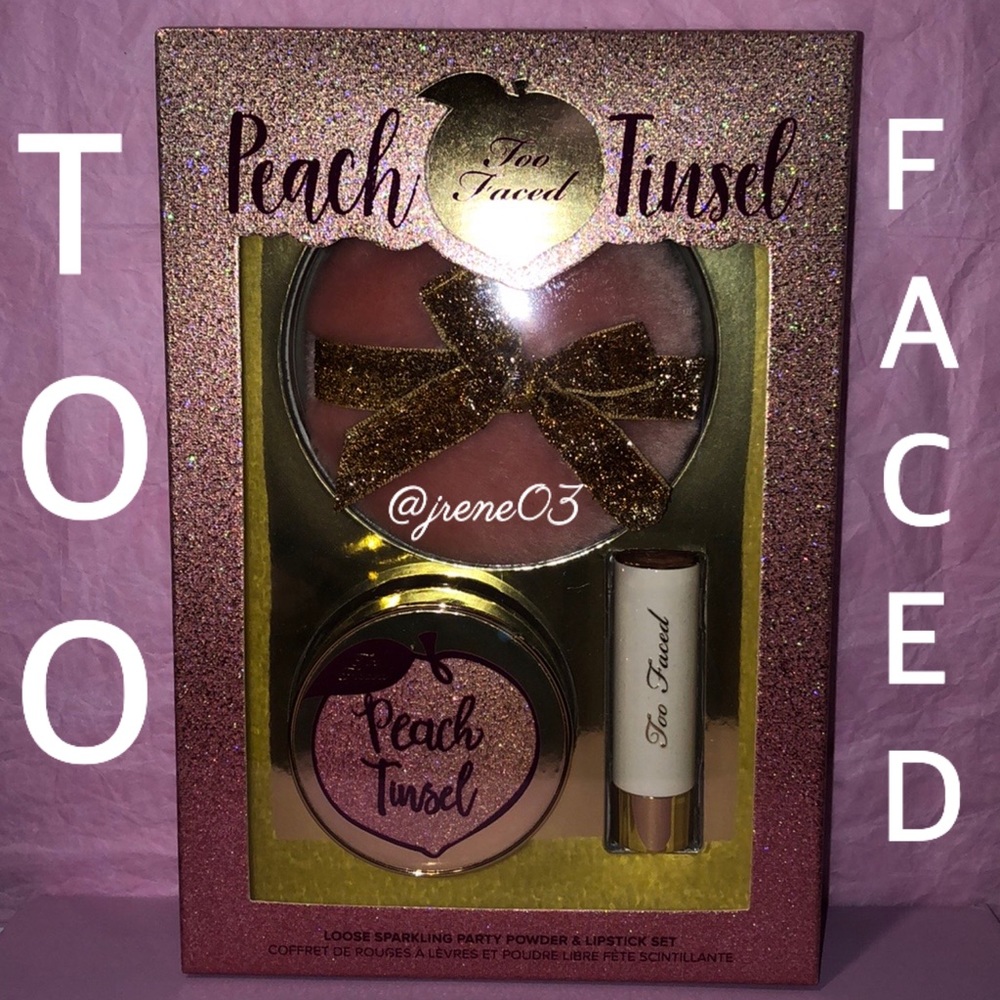 TOO FACED PEACH TINSEL POWDER & LIPSTICK SET